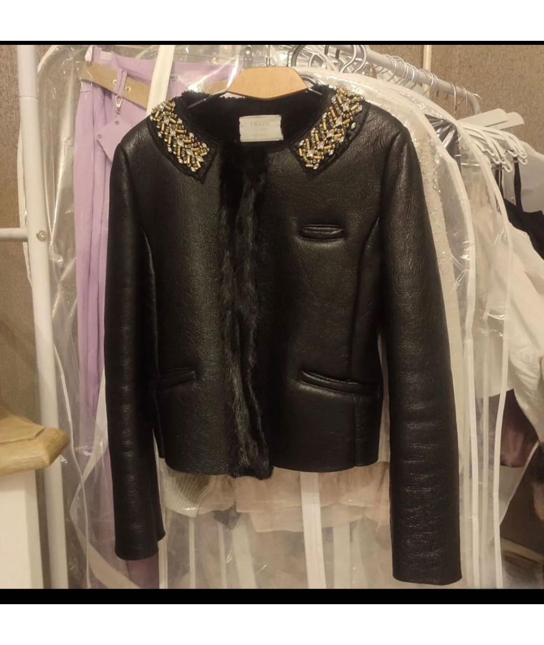 PRADA Черная кожаная дубленка, фото 7