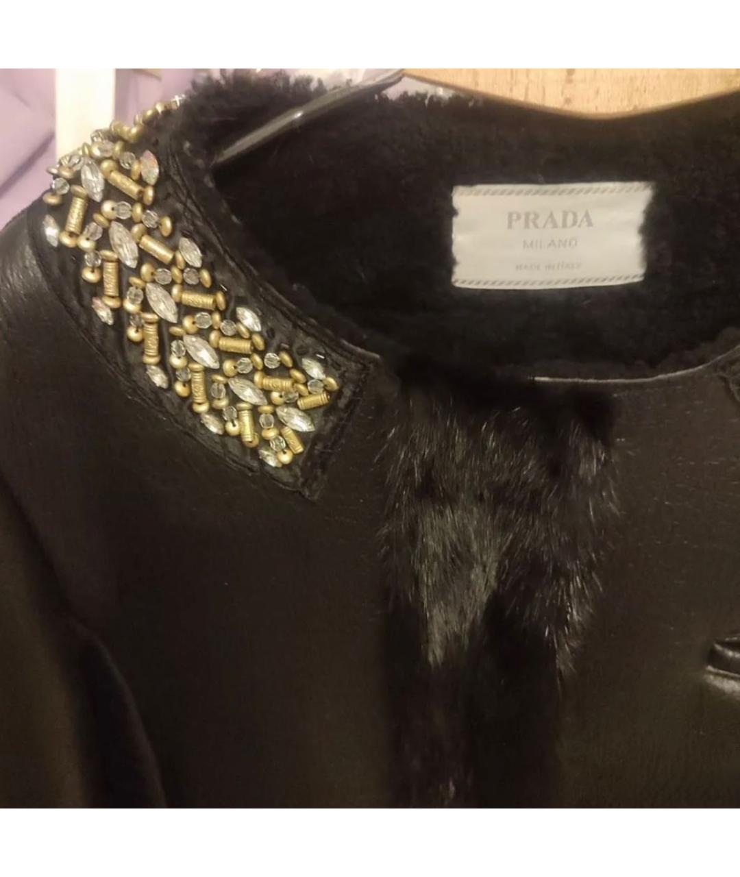 PRADA Черная кожаная дубленка, фото 4