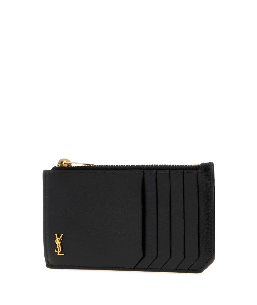 SAINT LAURENT Черный кожаный кардхолдер, фото 2