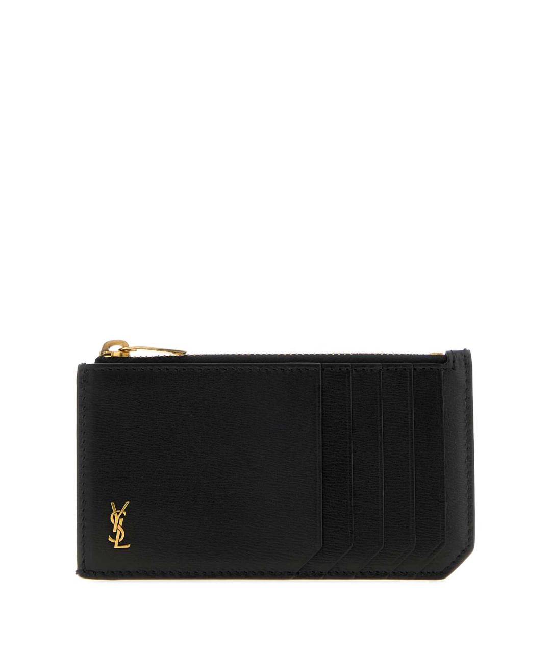 SAINT LAURENT Черный кожаный кардхолдер, фото 1
