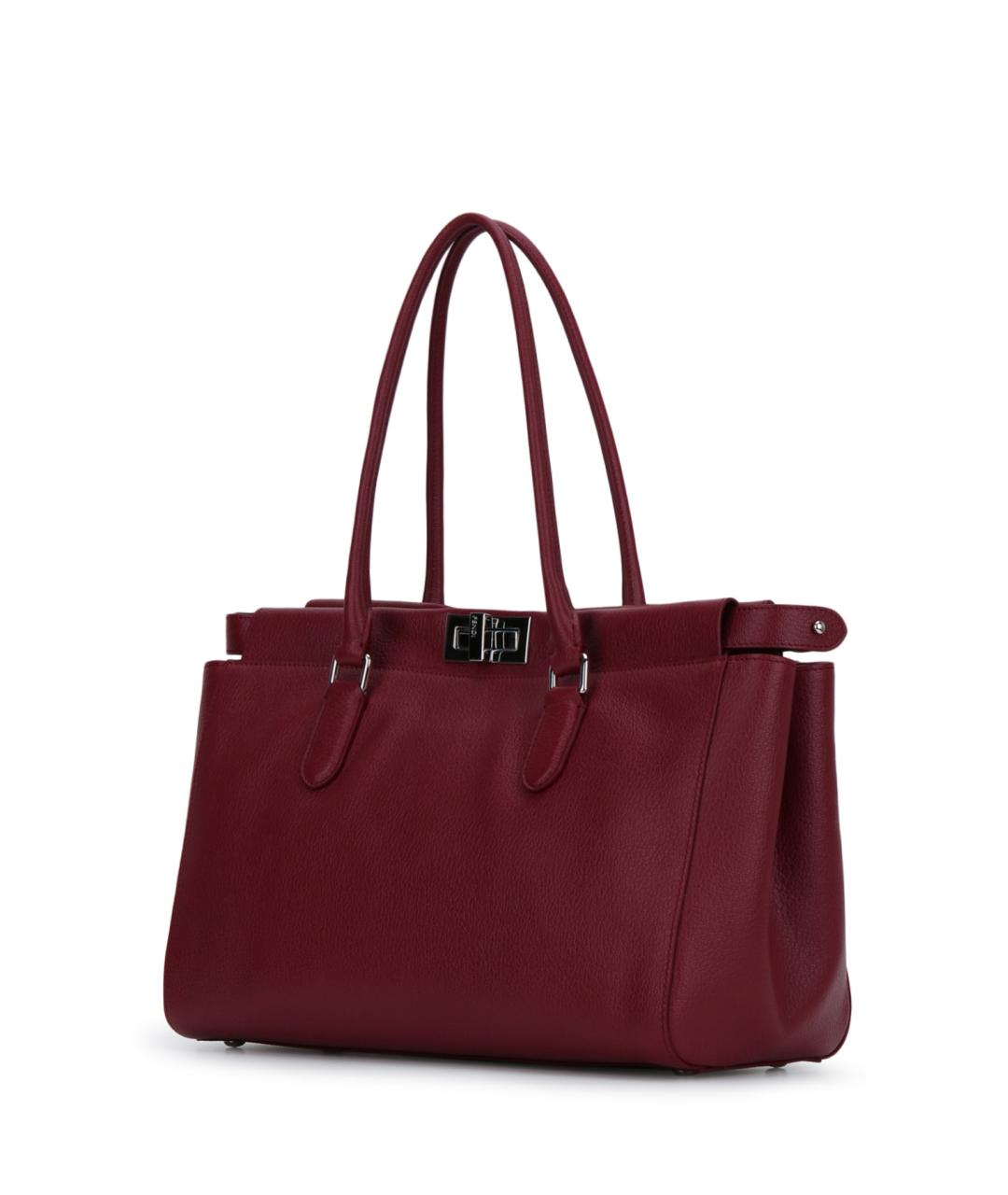 FENDI Бордовая кожаная сумка тоут, фото 2