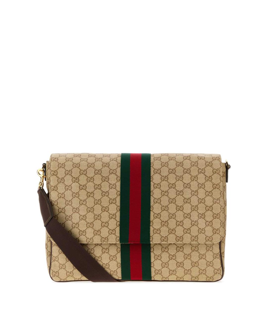 GUCCI Бежевая сумка на плечо из канвы, фото 3