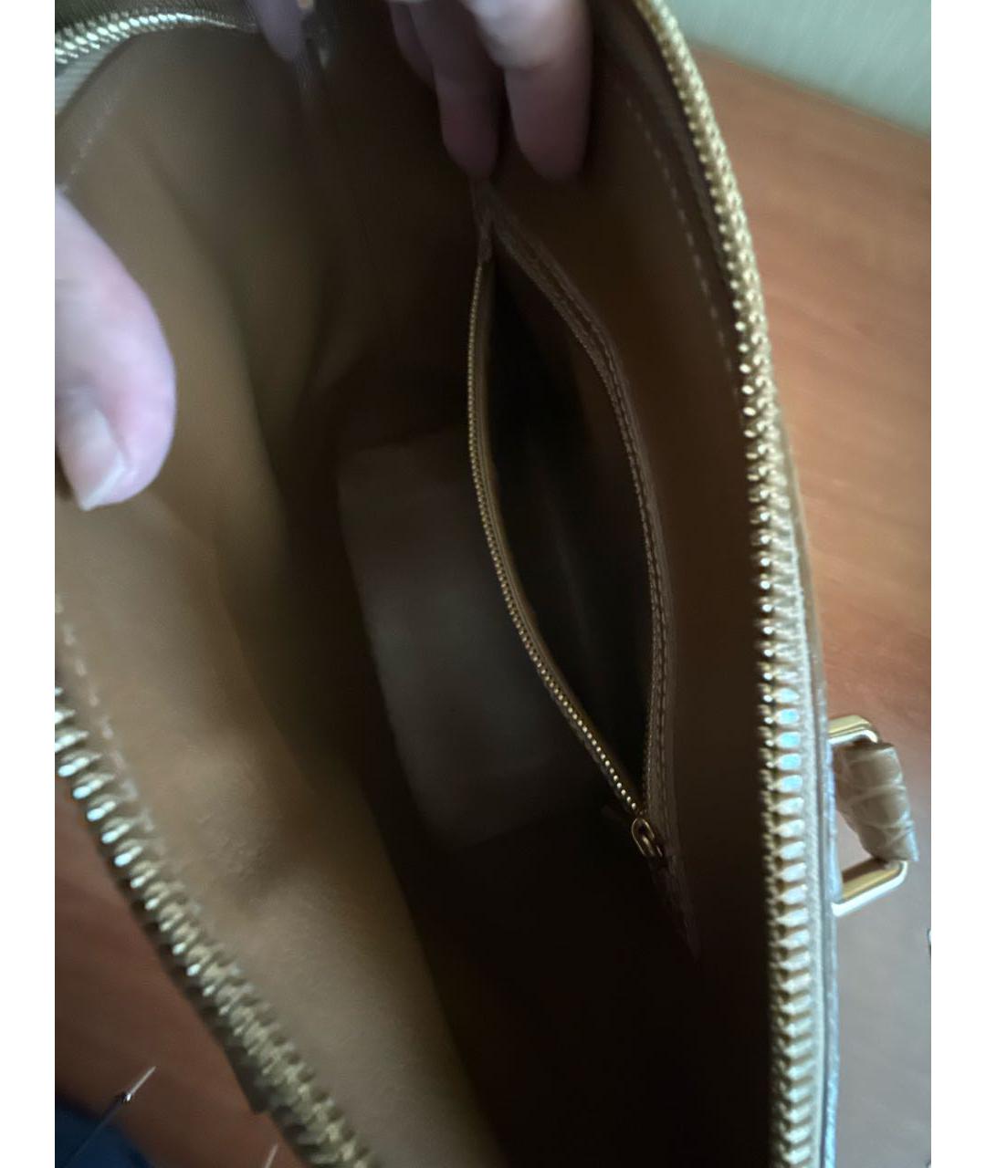 LOUIS VUITTON Бежевая сумка с короткими ручками из кожи крокодила, фото 4