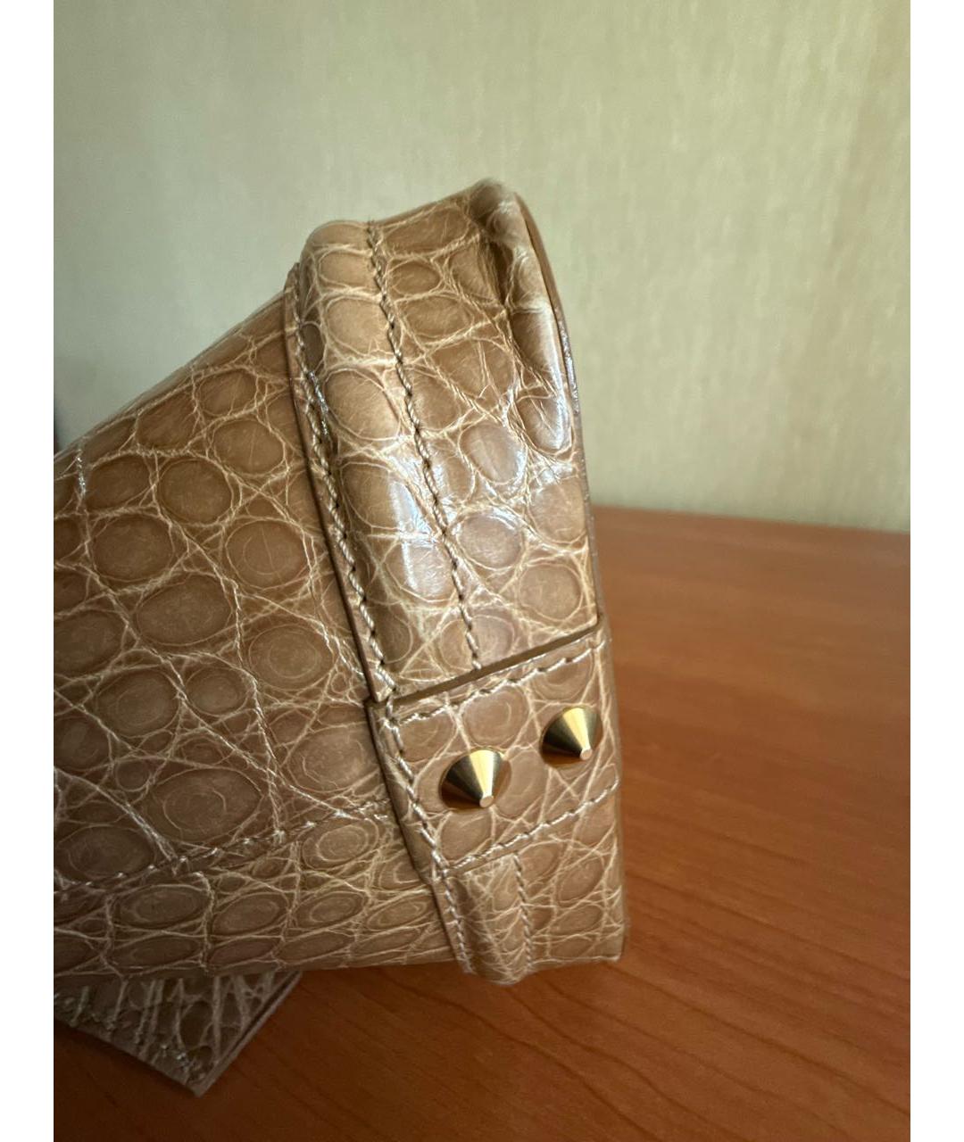 LOUIS VUITTON Бежевая сумка с короткими ручками из кожи крокодила, фото 5