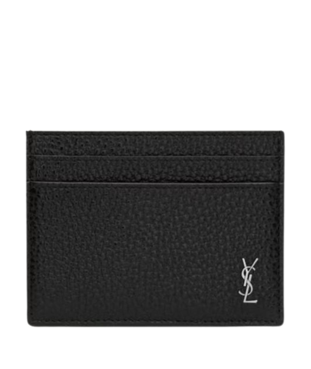 SAINT LAURENT Черный кожаный кардхолдер, фото 1