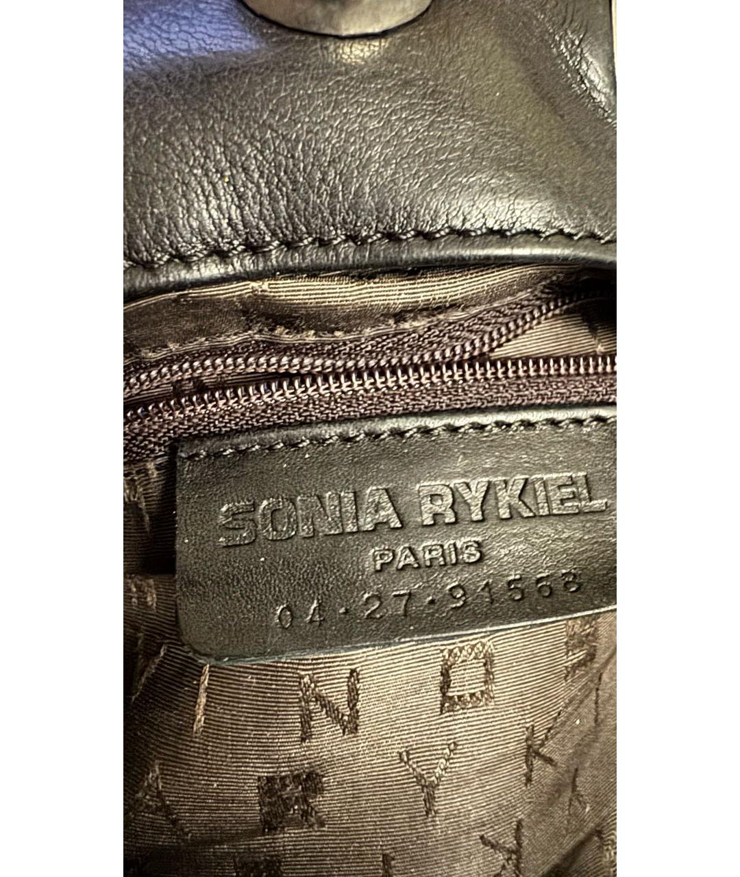 SONIA RYKIEL Черная кожаная сумка с короткими ручками, фото 3