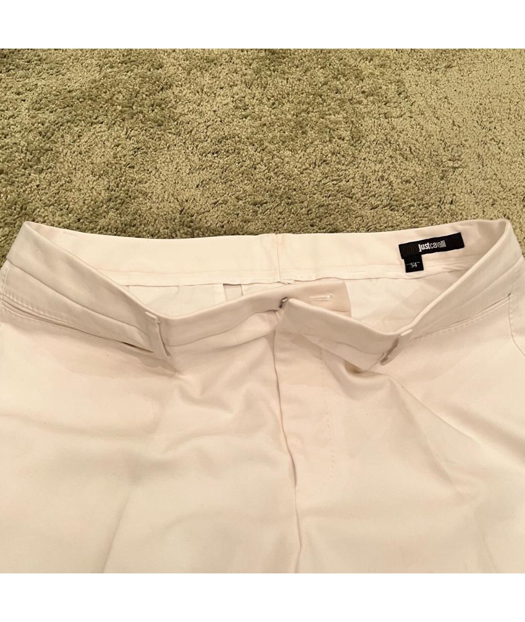 JUST CAVALLI Белые хлопковые брюки узкие, фото 3