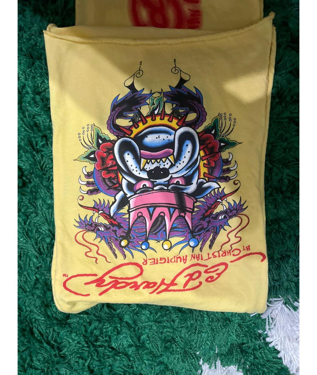 ED HARDY Желтый хлопковый шарф, фото 4