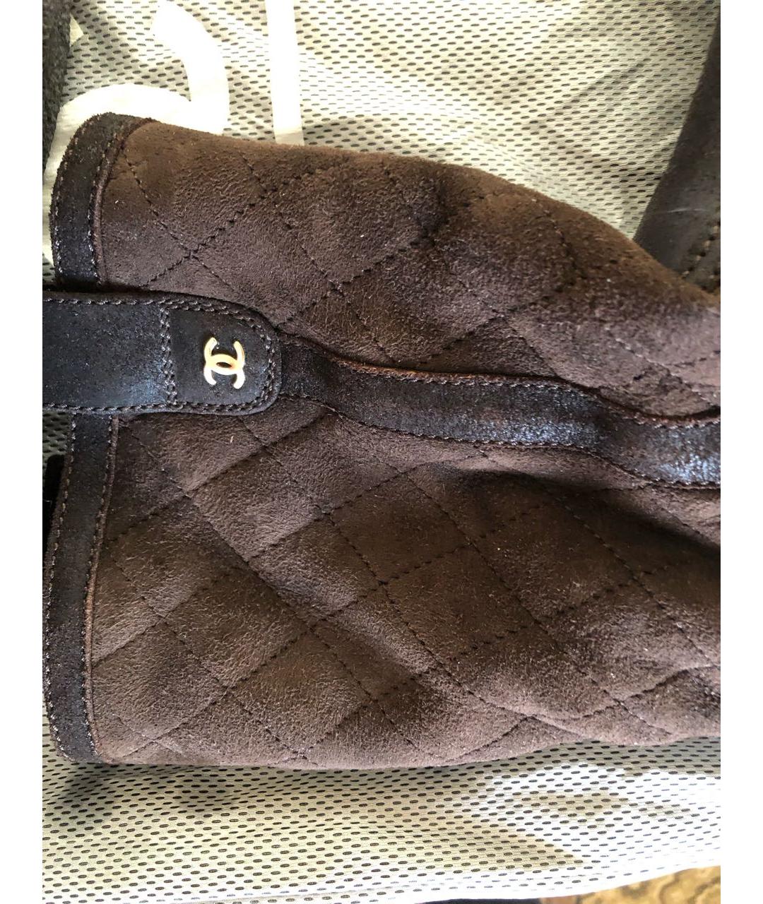 CHANEL Коричневые кожаные сапоги, фото 4
