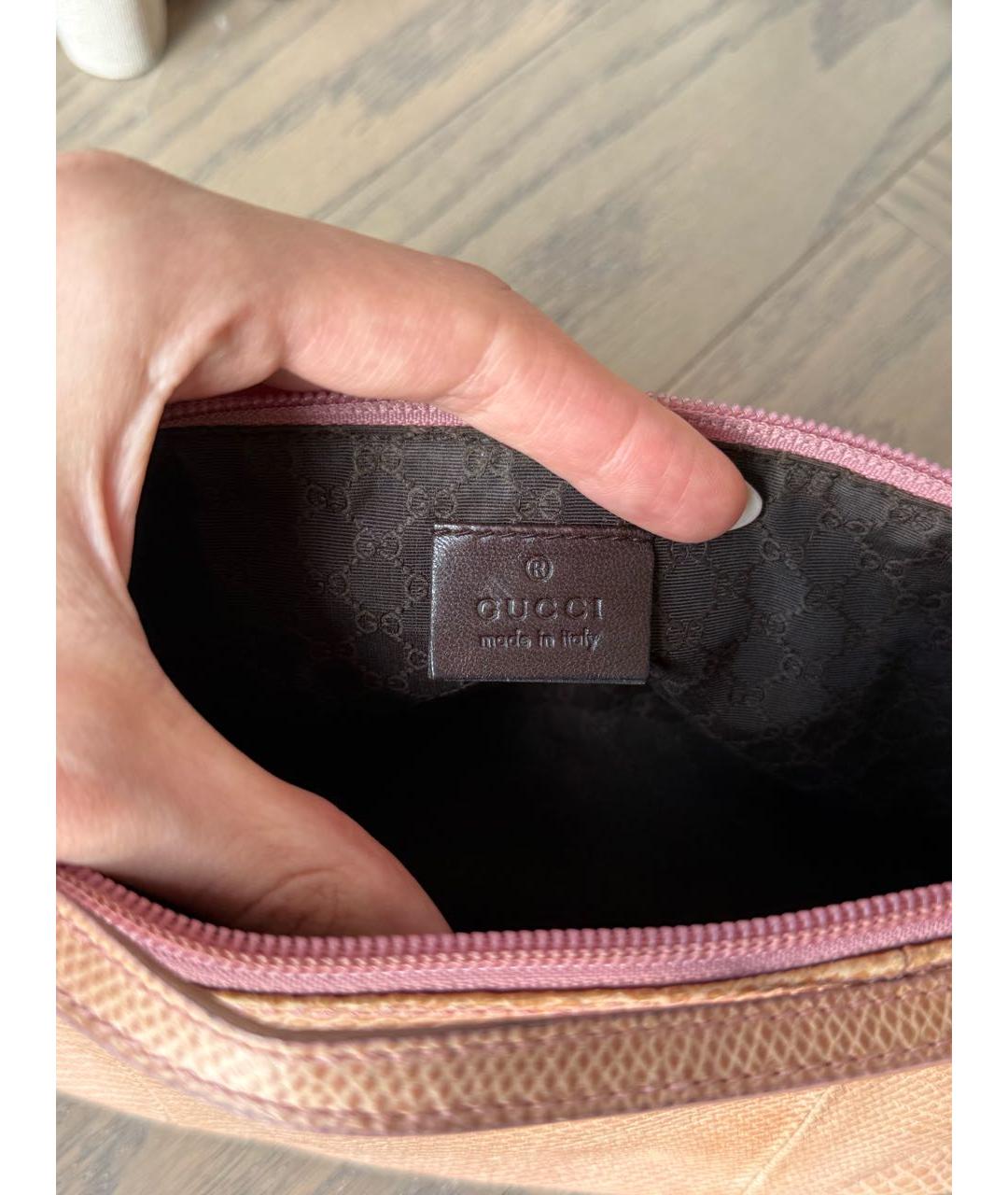 GUCCI Розовая кожаная сумка с короткими ручками, фото 8