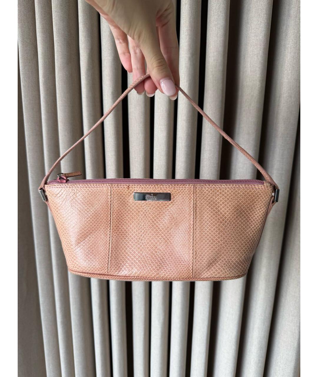 GUCCI Розовая кожаная сумка с короткими ручками, фото 2