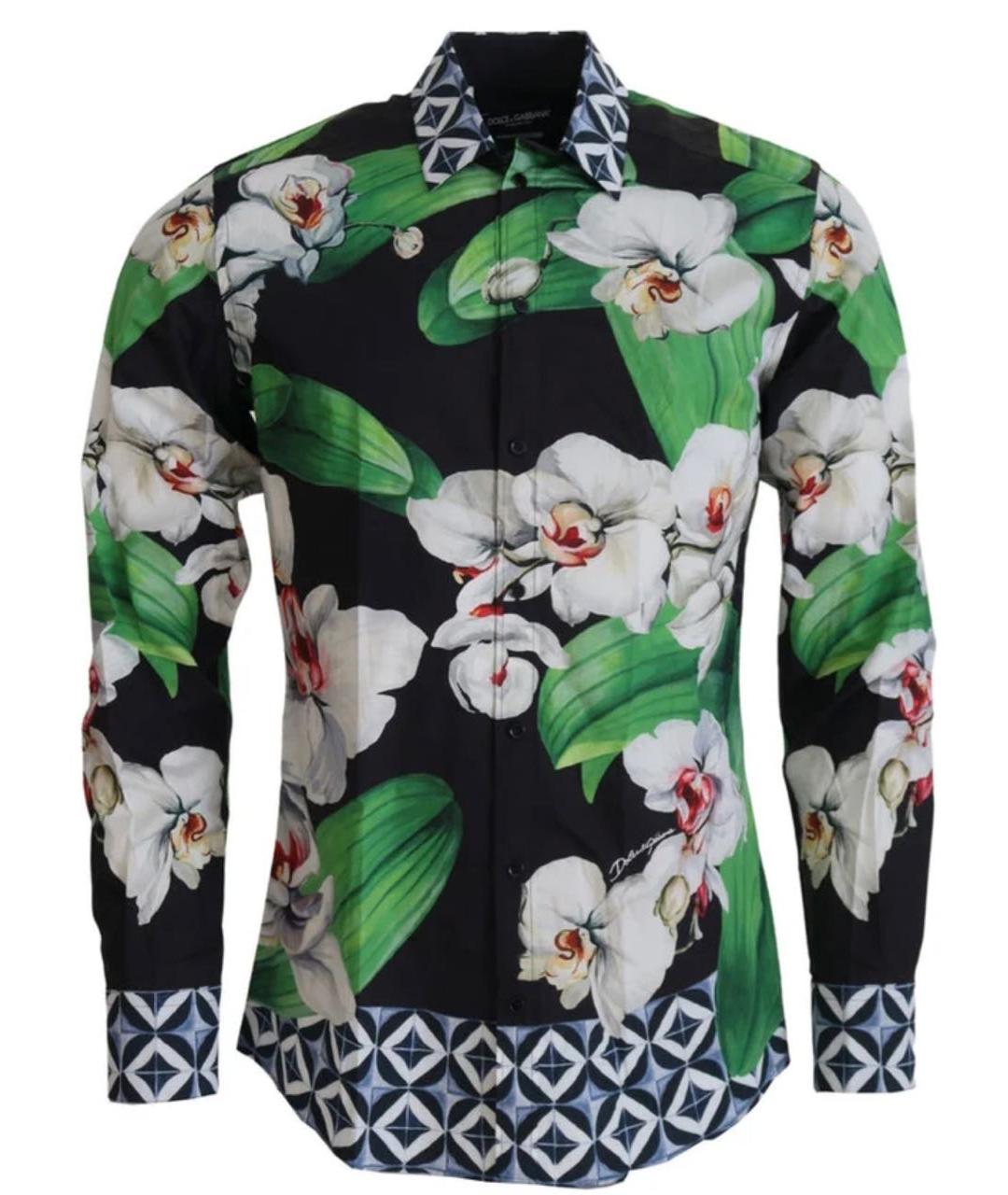 DOLCE&GABBANA Мульти хлопковая кэжуал рубашка, фото 9