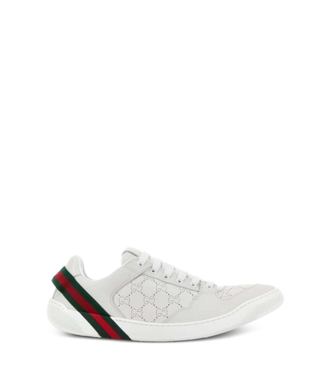 GUCCI Белые кожаные низкие кроссовки / кеды, фото 3