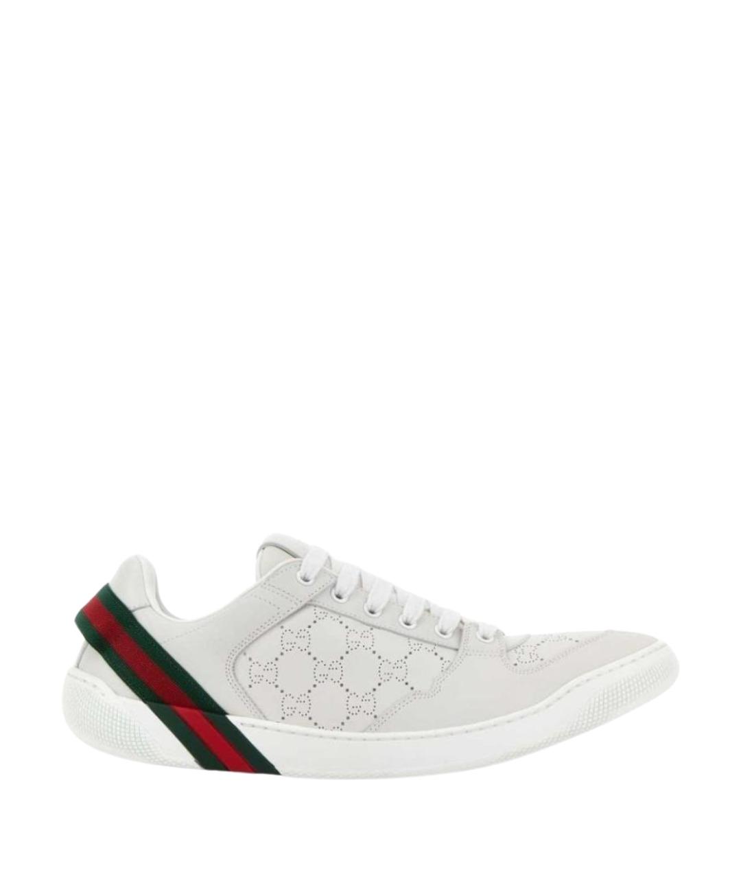 GUCCI Белые кожаные низкие кроссовки / кеды, фото 1