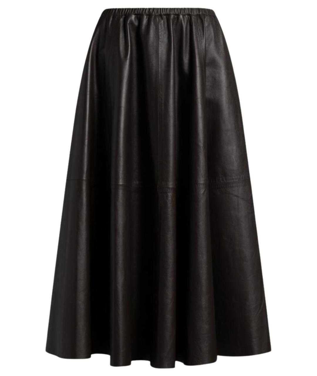 ALBERTA FERRETTI Черная кожаная юбка миди, фото 1