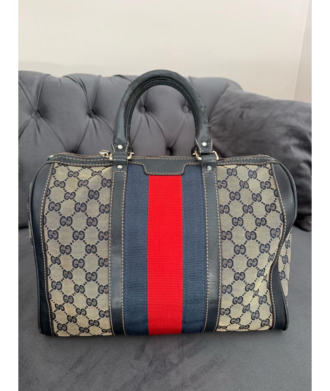 GUCCI Серая сумка с короткими ручками из канвы, фото 9
