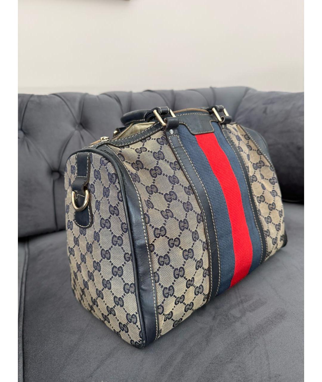 GUCCI Серая сумка с короткими ручками из канвы, фото 2