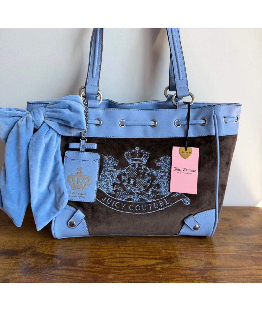 JUICY COUTURE Коричневая бархатная сумка тоут, фото 2