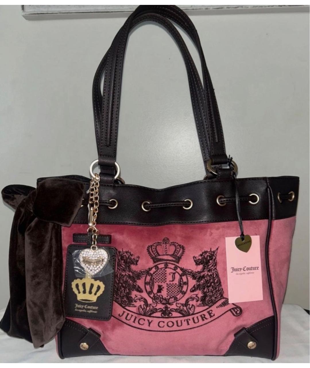 JUICY COUTURE Розовая бархатная сумка тоут, фото 4