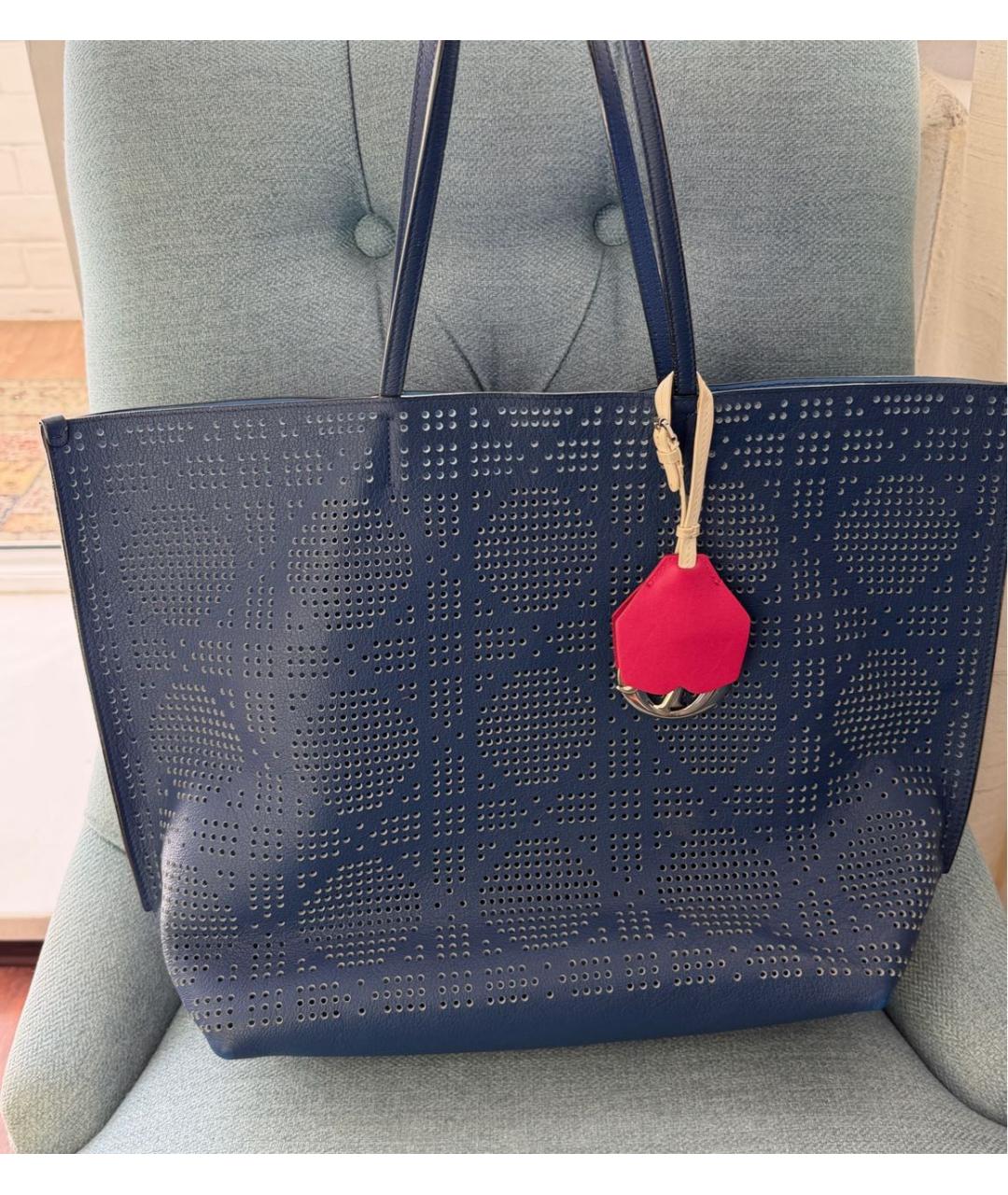 CHRISTIAN DIOR Темно-синяя кожаная сумка с короткими ручками, фото 2