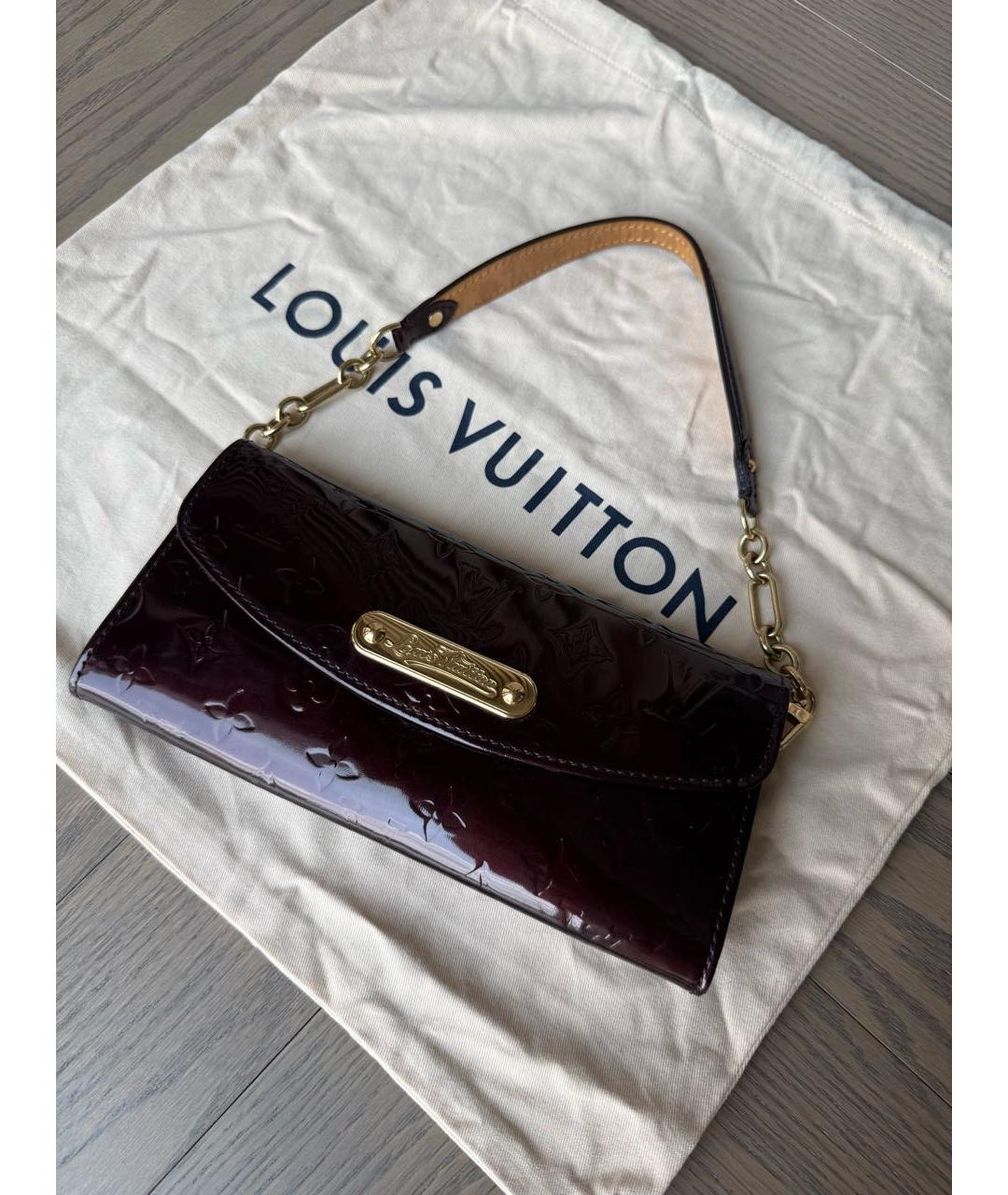 LOUIS VUITTON Бордовая сумка с короткими ручками из лакированной кожи, фото 2
