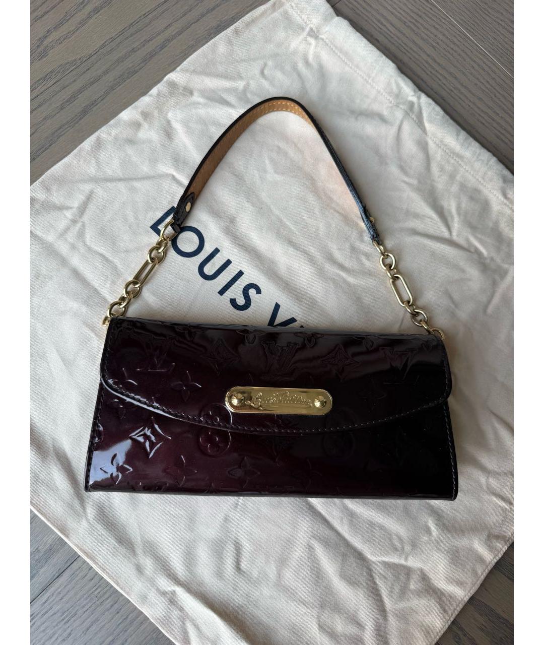 LOUIS VUITTON Бордовая сумка с короткими ручками из лакированной кожи, фото 3