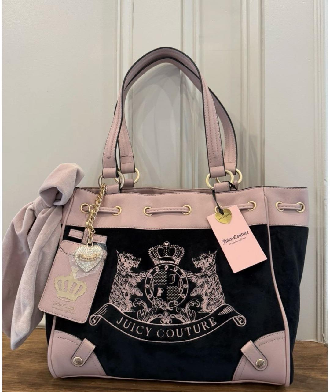 JUICY COUTURE Черная бархатная сумка тоут, фото 4