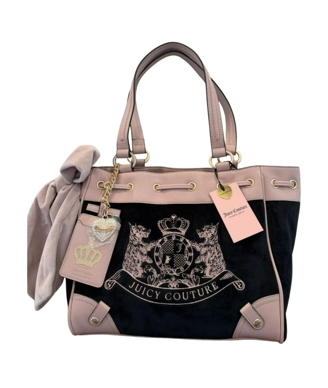 JUICY COUTURE Черная бархатная сумка тоут, фото 1
