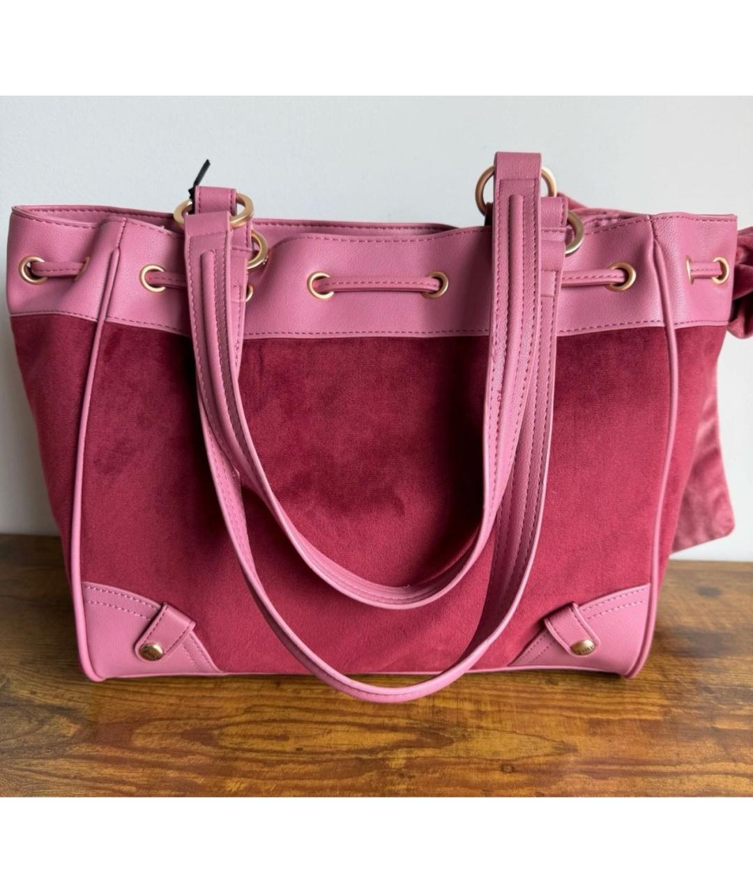 JUICY COUTURE Розовая бархатная сумка тоут, фото 3