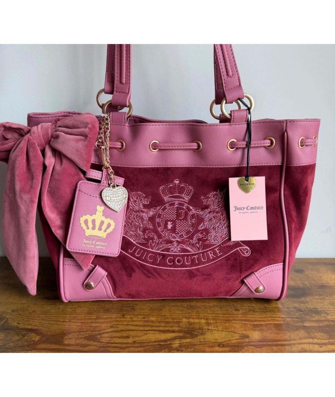 JUICY COUTURE Розовая бархатная сумка тоут, фото 2