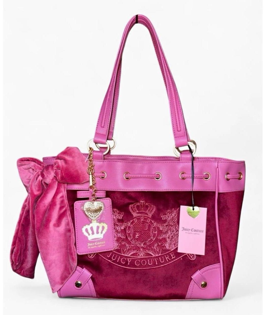 JUICY COUTURE Розовая бархатная сумка тоут, фото 5