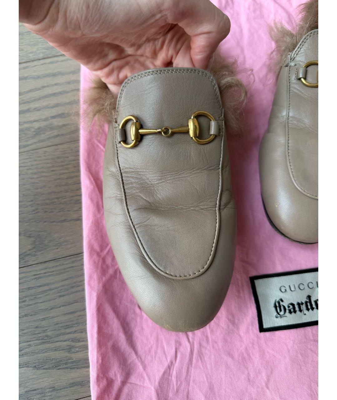 GUCCI Бежевые кожаные мюли, фото 3