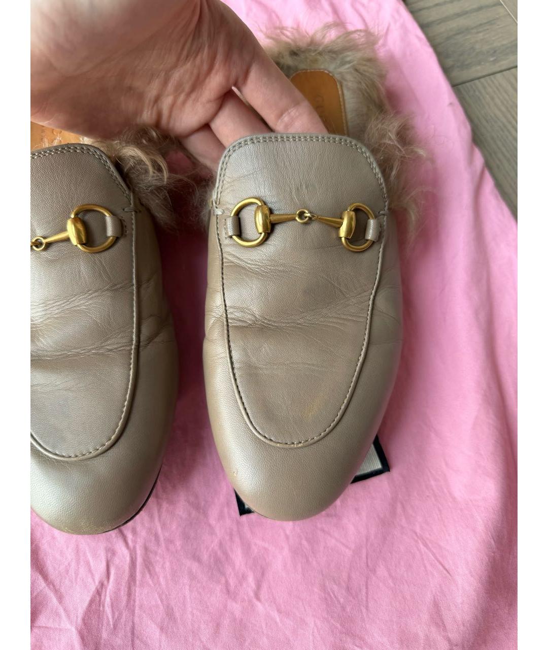 GUCCI Бежевые кожаные мюли, фото 4