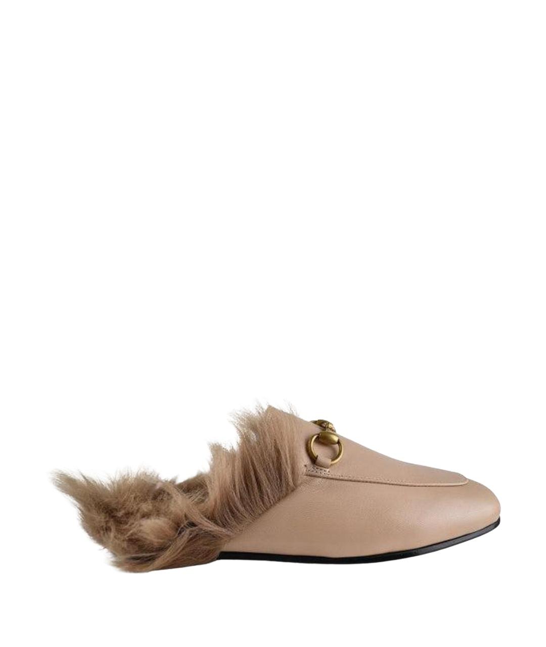 GUCCI Бежевые кожаные мюли, фото 1