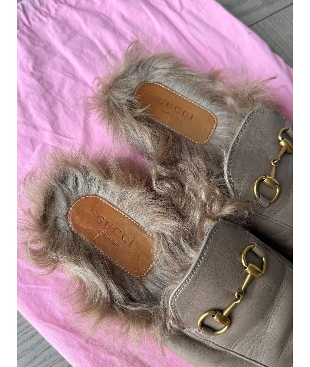 GUCCI Бежевые кожаные мюли, фото 5