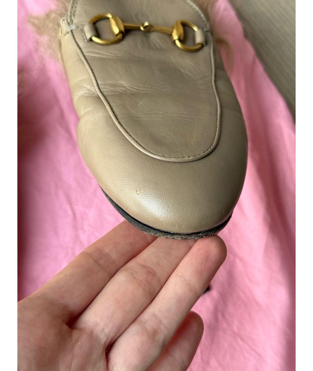 GUCCI Бежевые кожаные мюли, фото 8