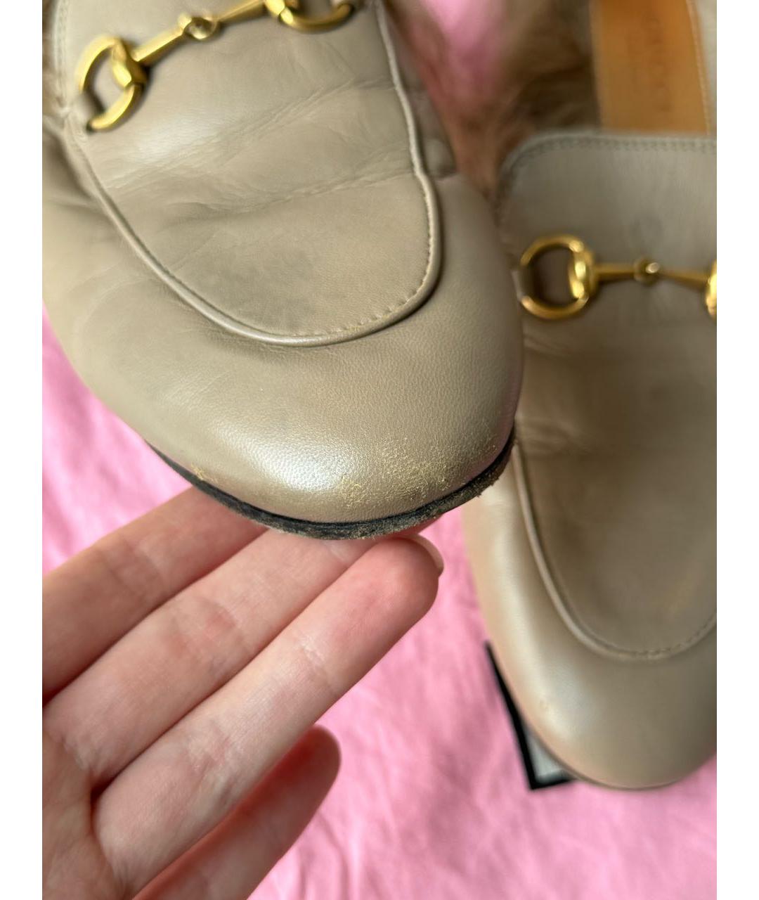 GUCCI Бежевые кожаные мюли, фото 7