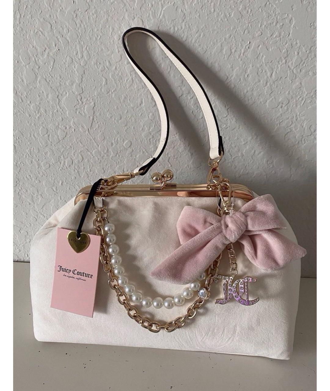 JUICY COUTURE Розовая бархатная сумка с короткими ручками, фото 4