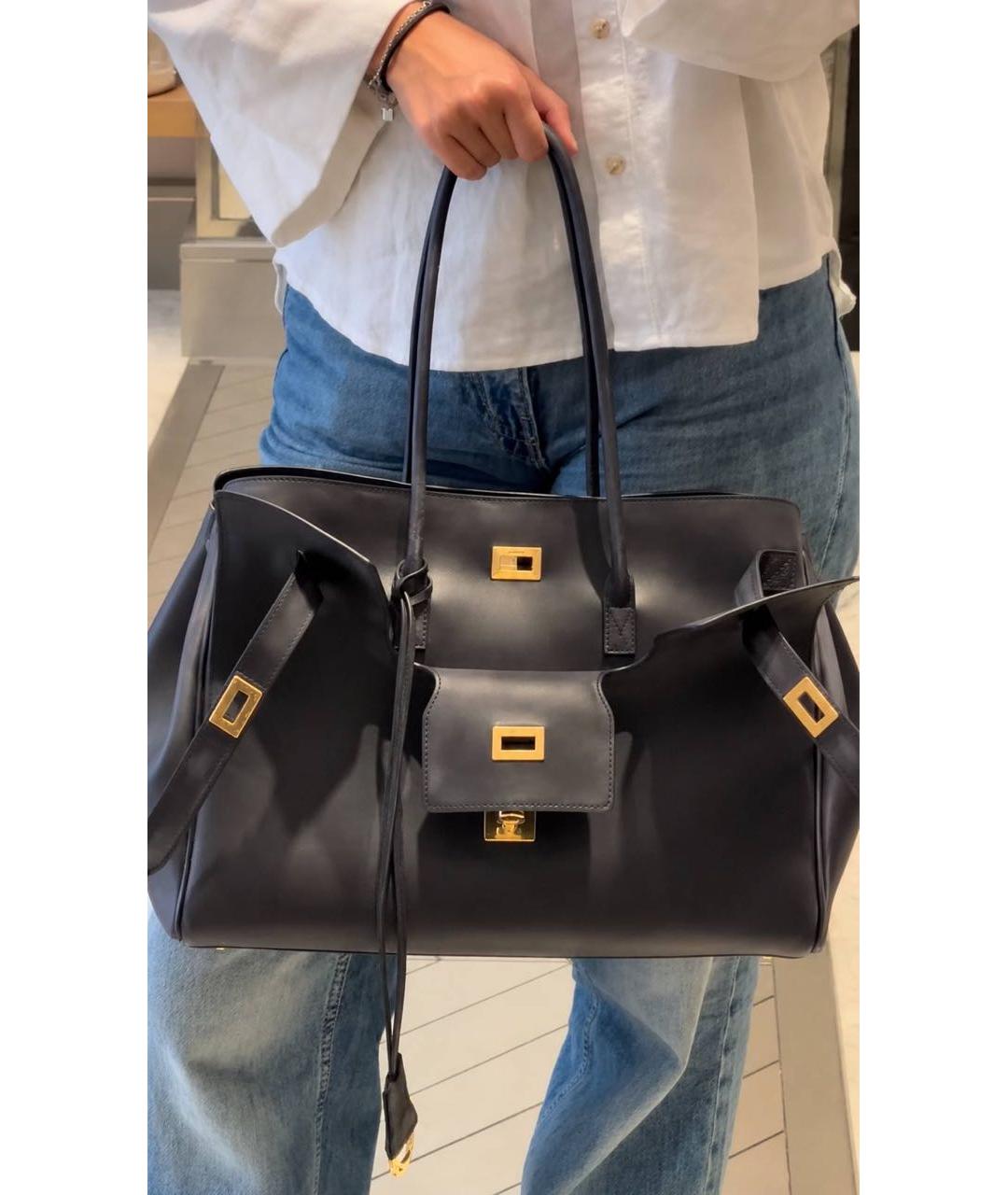 BALENCIAGA Черная кожаная сумка тоут, фото 5