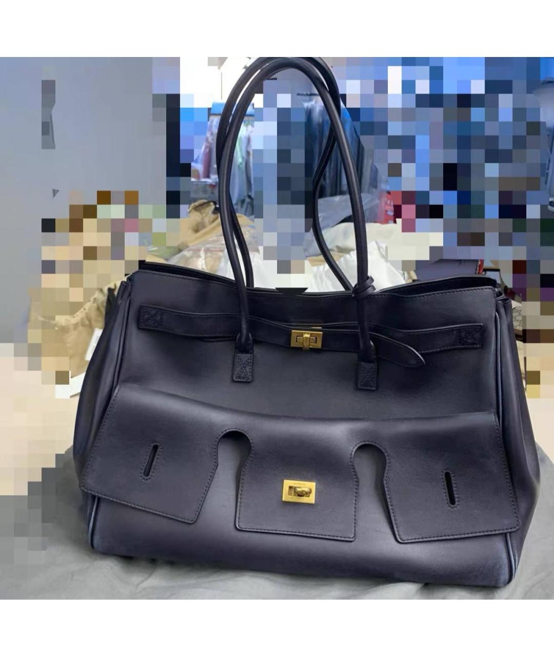 BALENCIAGA Черная кожаная сумка тоут, фото 4