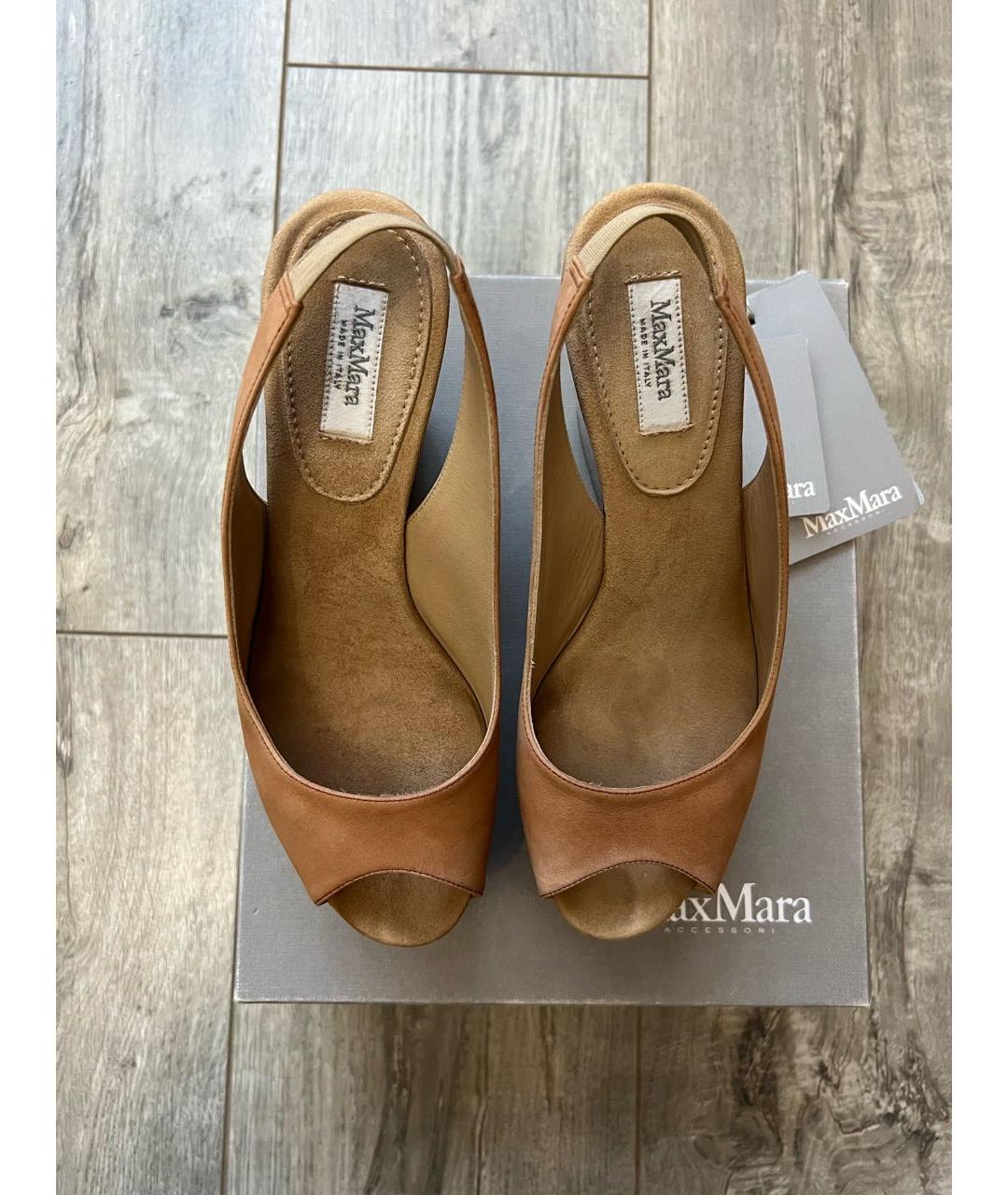 MAX MARA Бежевые замшевые босоножки, фото 2
