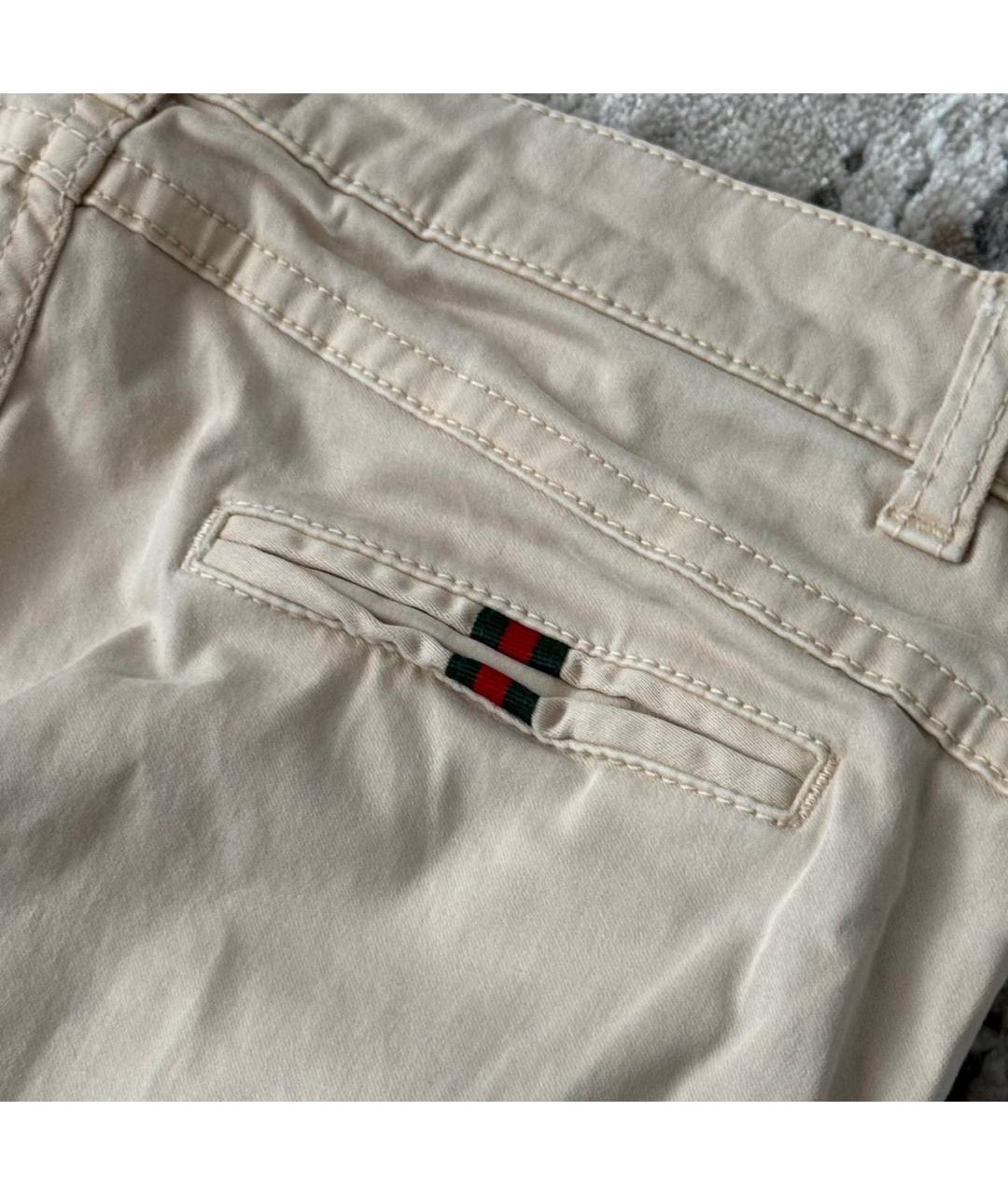 GUCCI Бежевые хлопковые брюки узкие, фото 3
