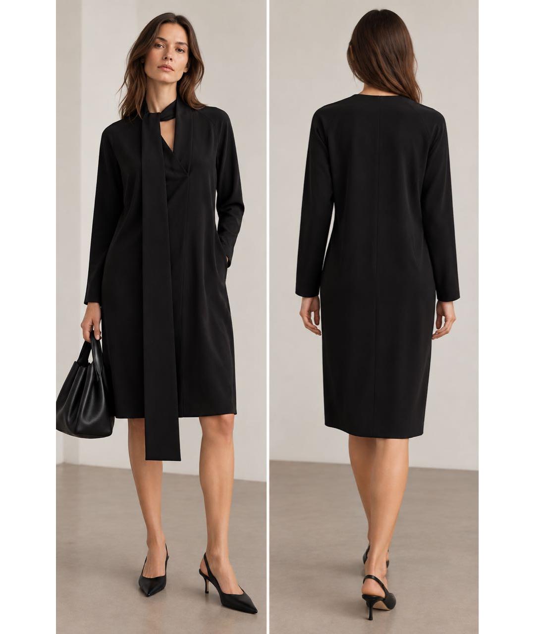 HUGO BOSS Черное шелковое повседневное платье, фото 4