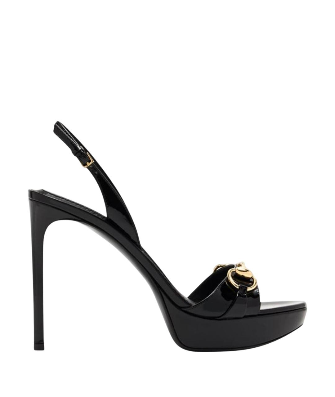 GUCCI Черные босоножки из лакированной кожи, фото 1