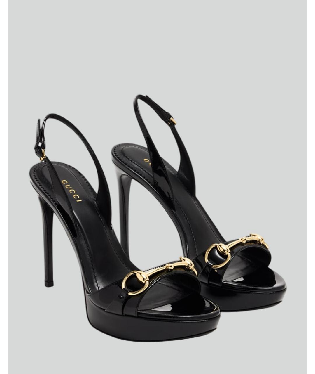 GUCCI Черные босоножки из лакированной кожи, фото 3