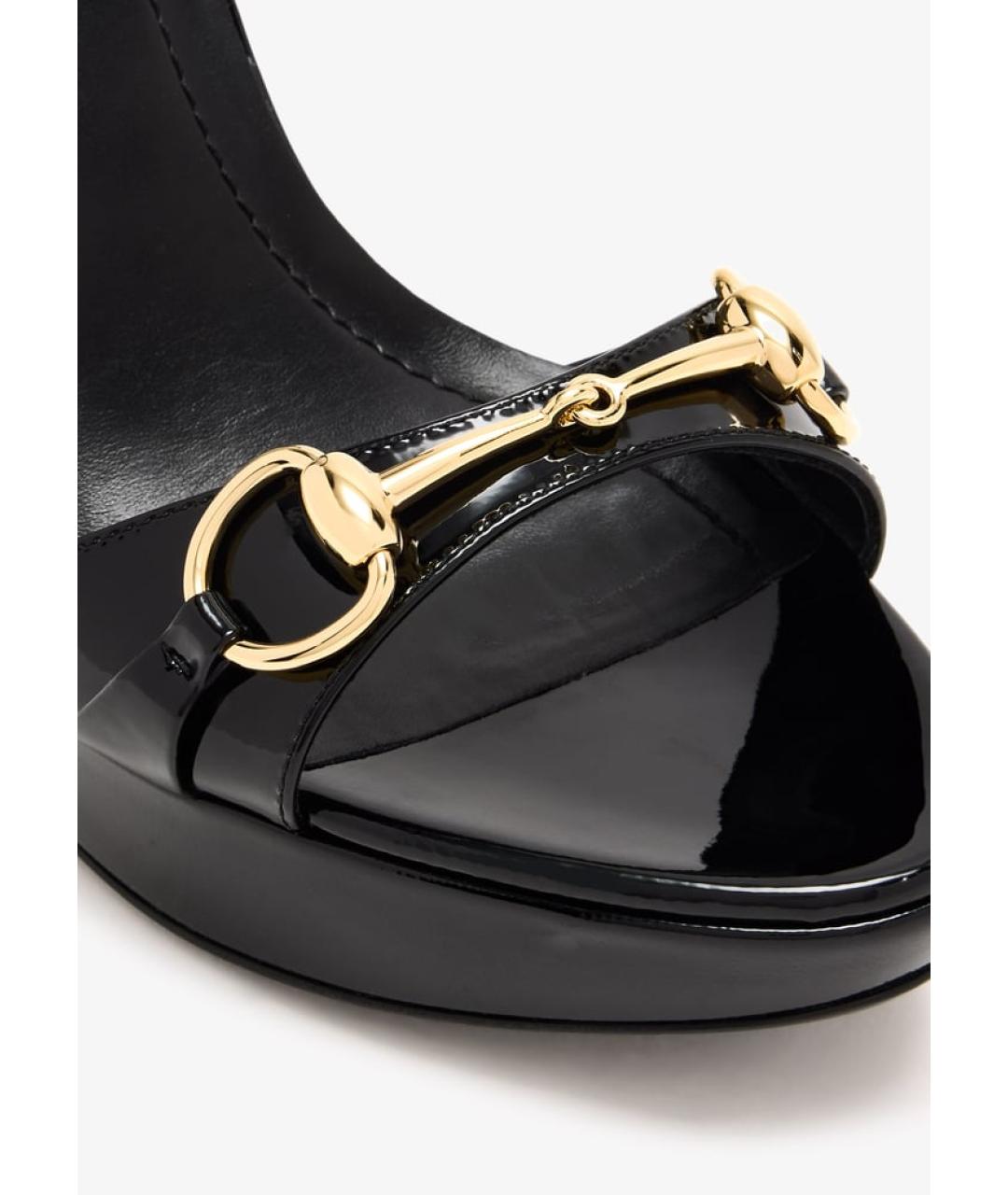 GUCCI Черные босоножки из лакированной кожи, фото 4
