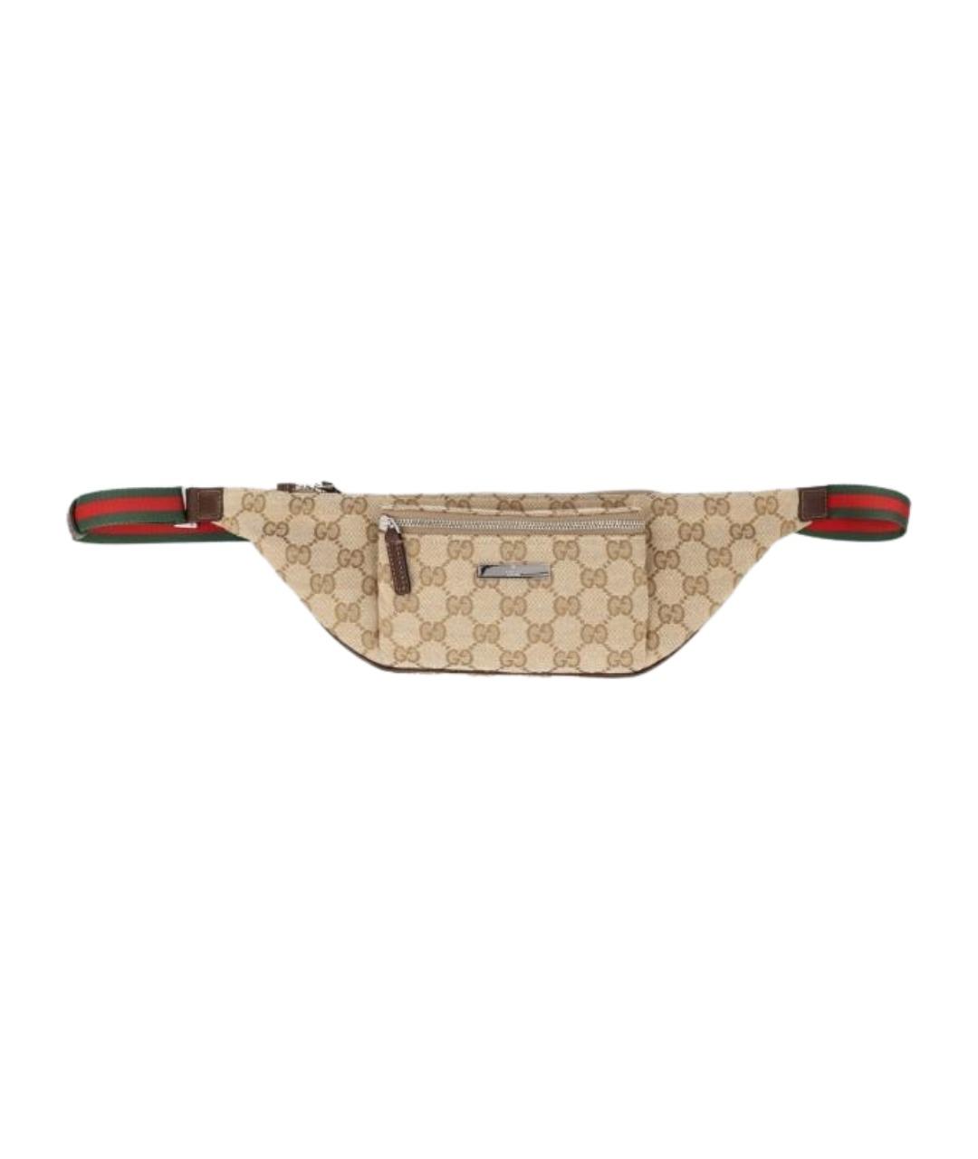 GUCCI Бежевая жаккардовая поясная сумка, фото 1