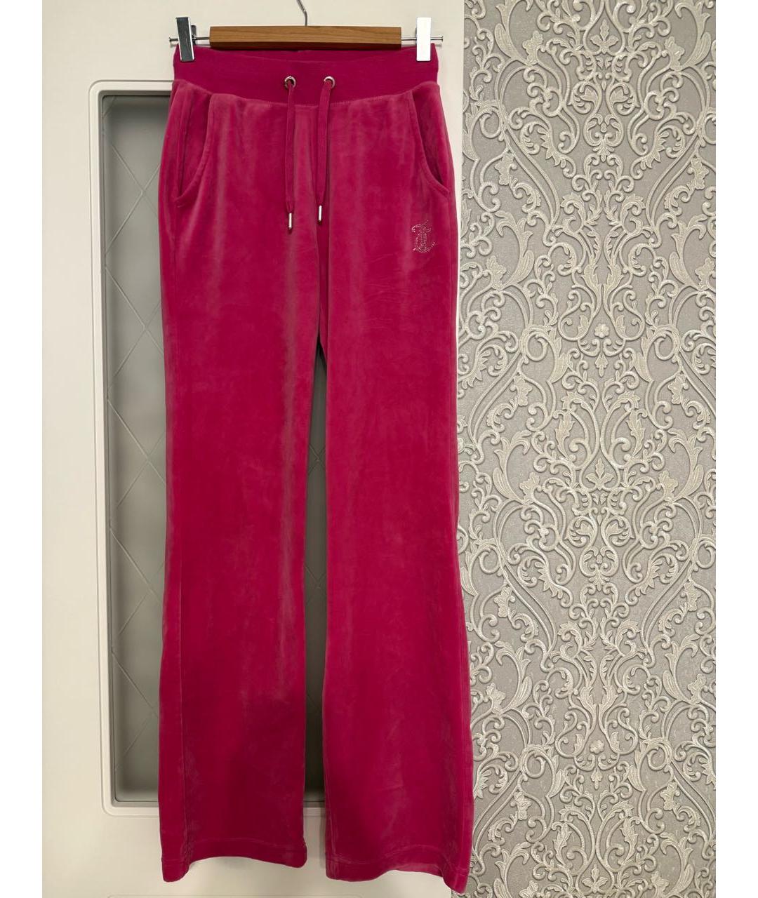 JUICY COUTURE Розовые полиэстеровые прямые брюки, фото 6
