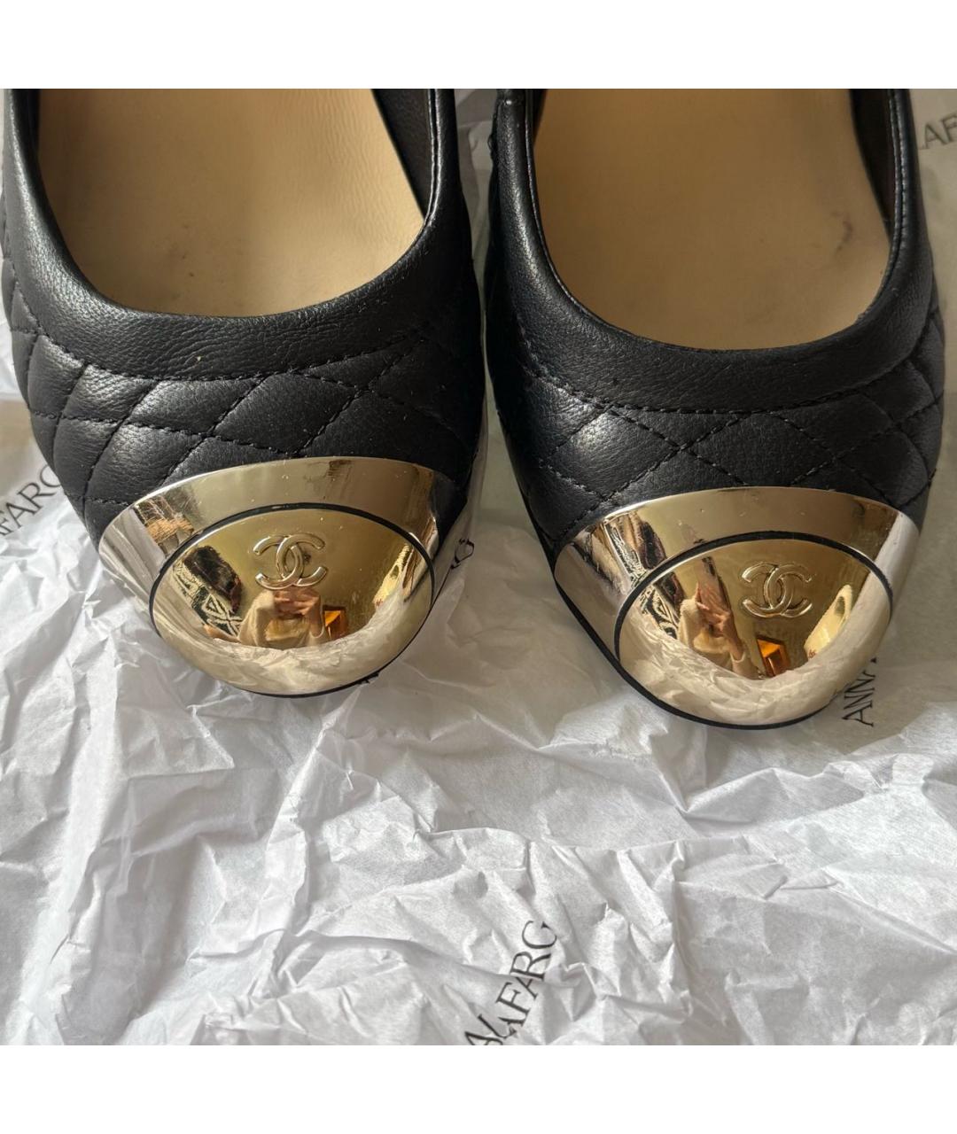 CHANEL Черные кожаные туфли, фото 6