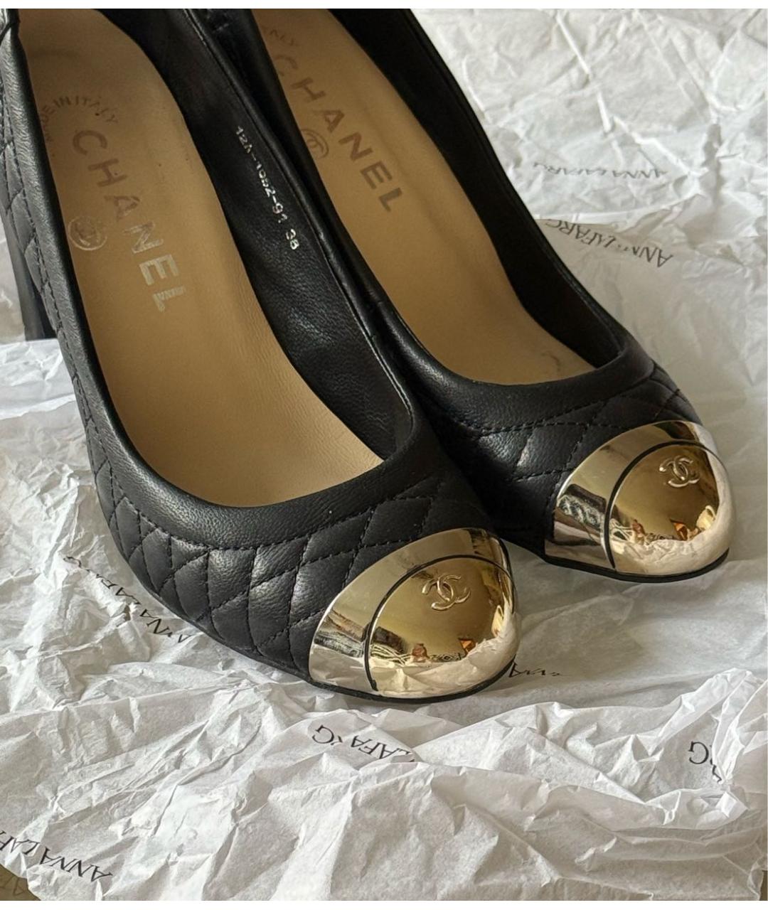 CHANEL Черные кожаные туфли, фото 2